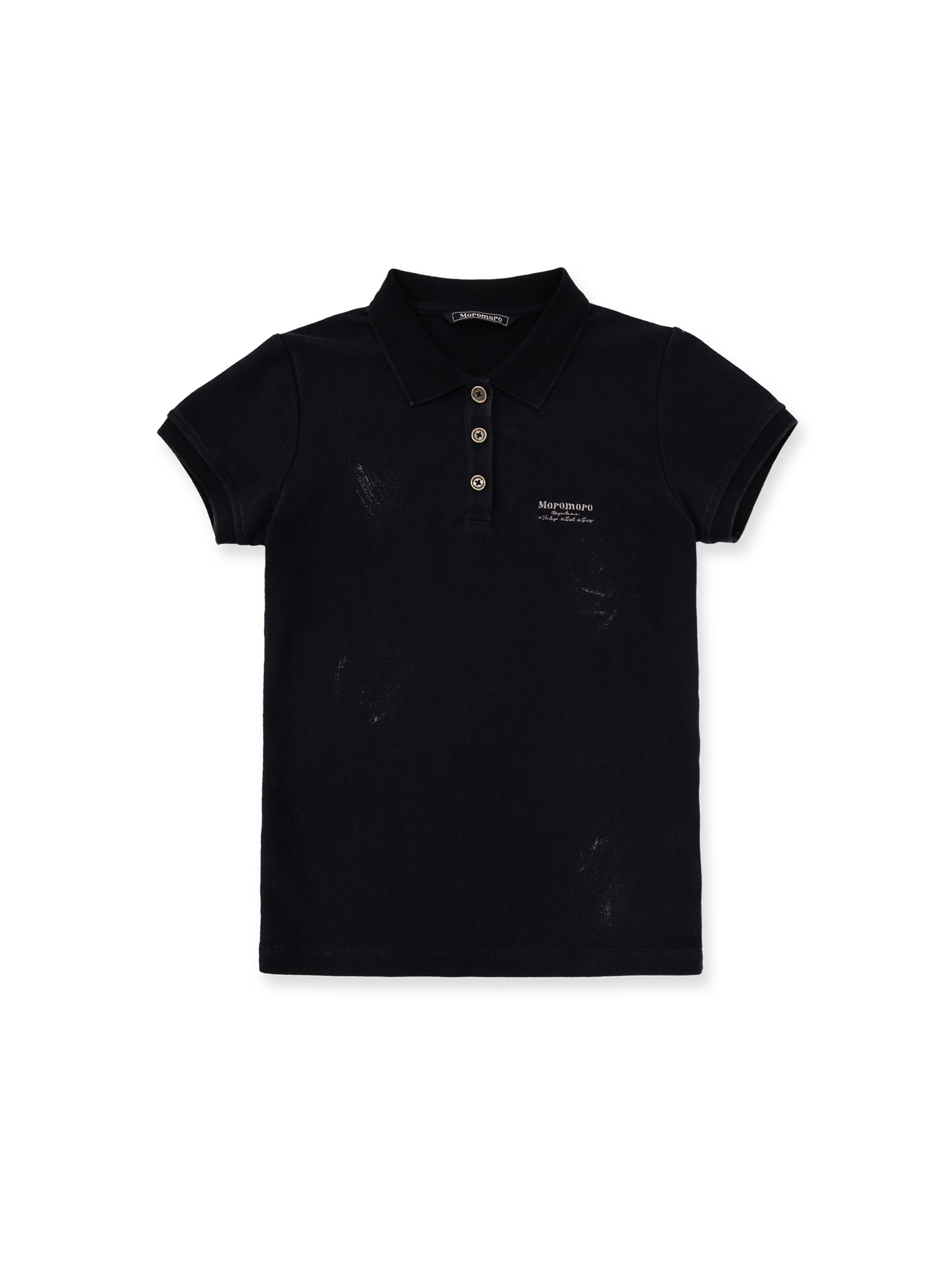 *Silver glitter slim-fit polo short-sleeved T-shirt