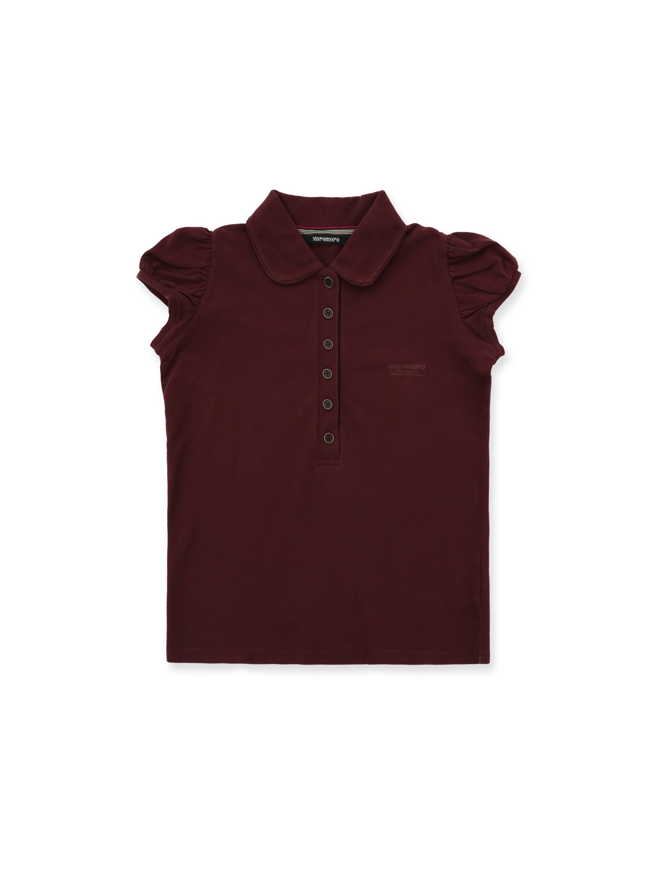 *Puff-sleeved slim-fit polo shirt