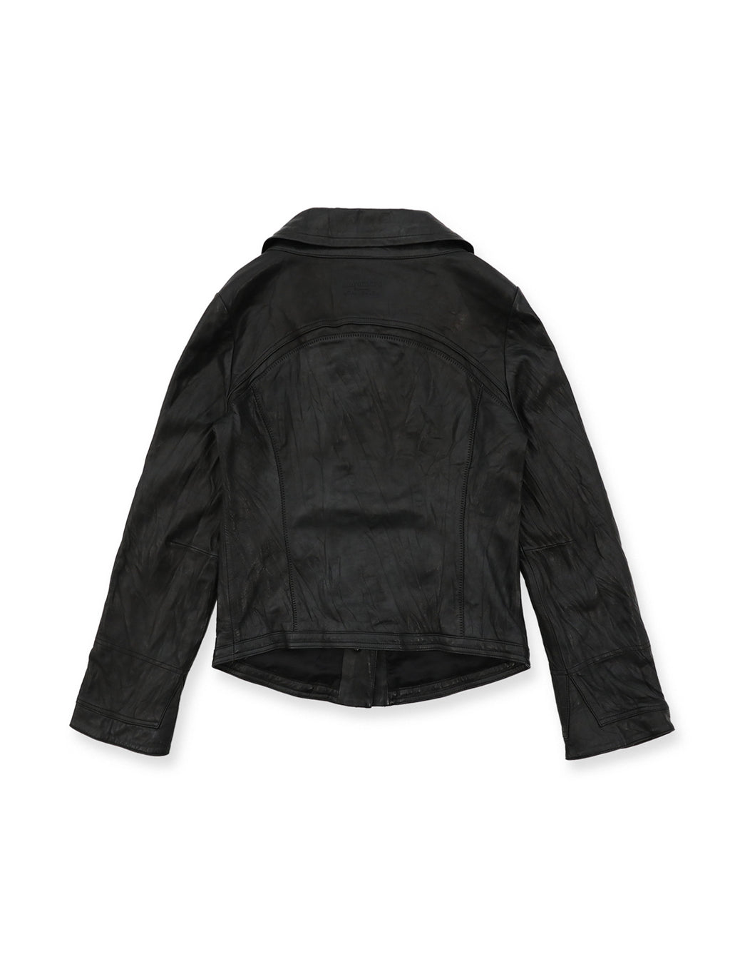 *Pleated slim-fit motorcycle leather jacket