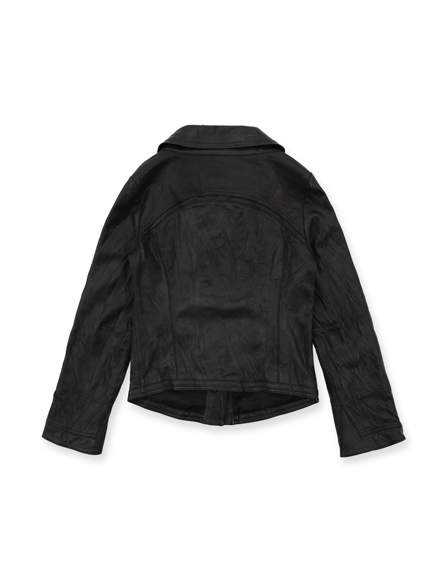 *Pleated slim-fit motorcycle leather jacket
