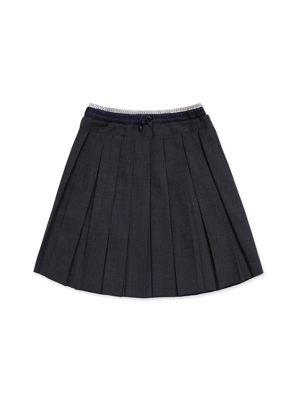 *Linen satin patchwork plaid pleated midi skirt