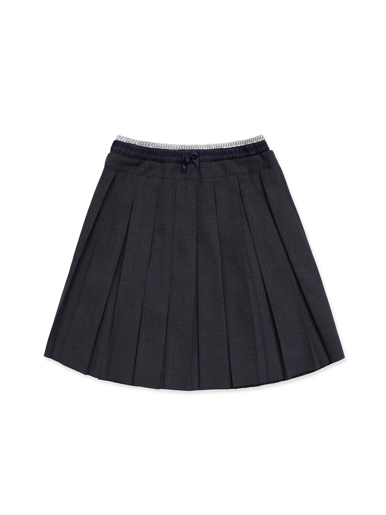 *Linen satin patchwork plaid pleated midi skirt