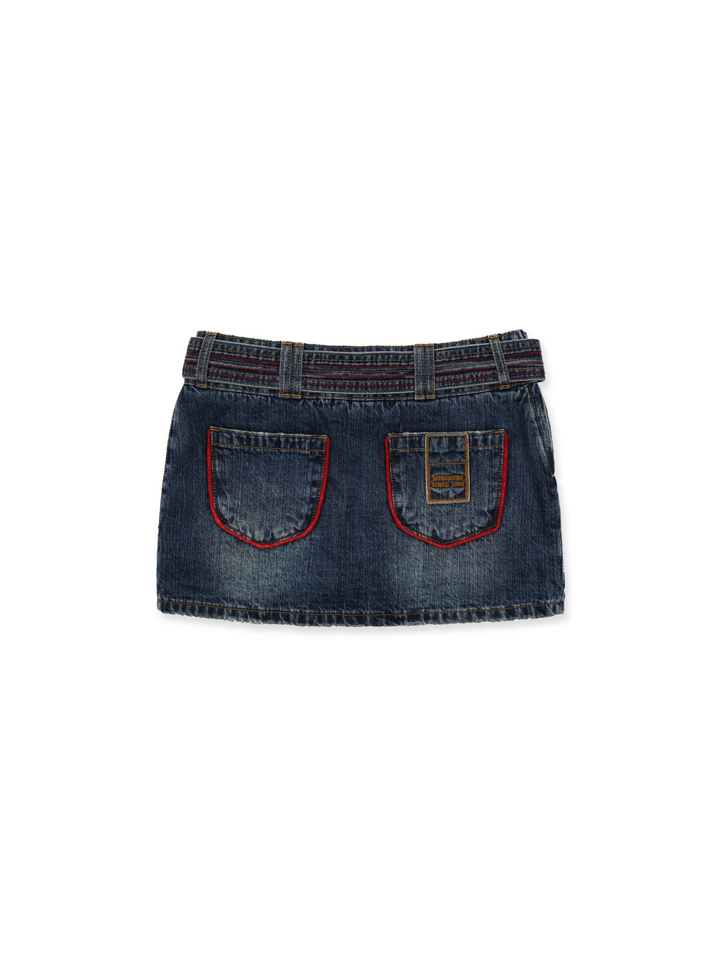 *Colorful chain-belt denim mini skirt