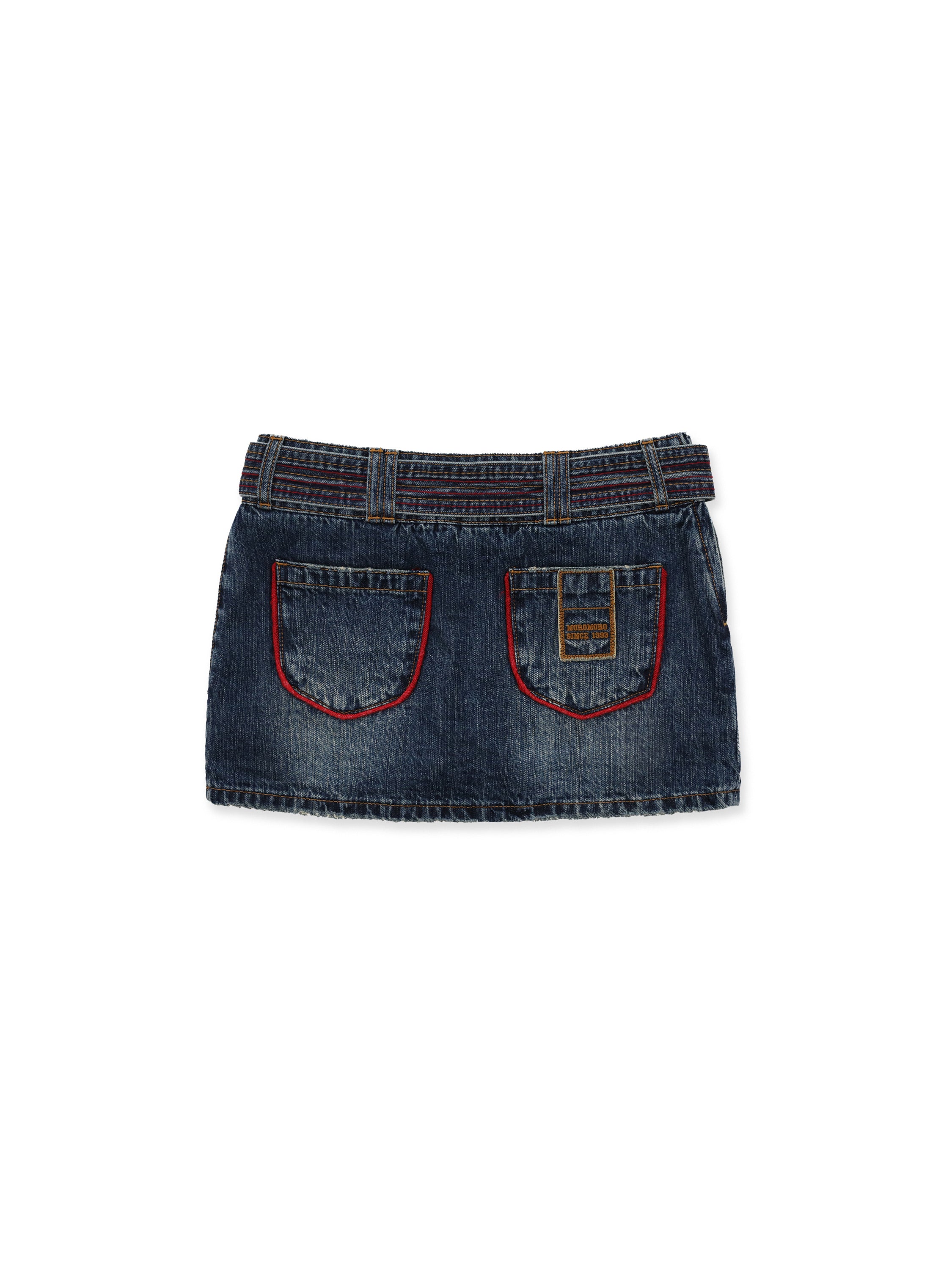 *Colorful chain-belt denim mini skirt
