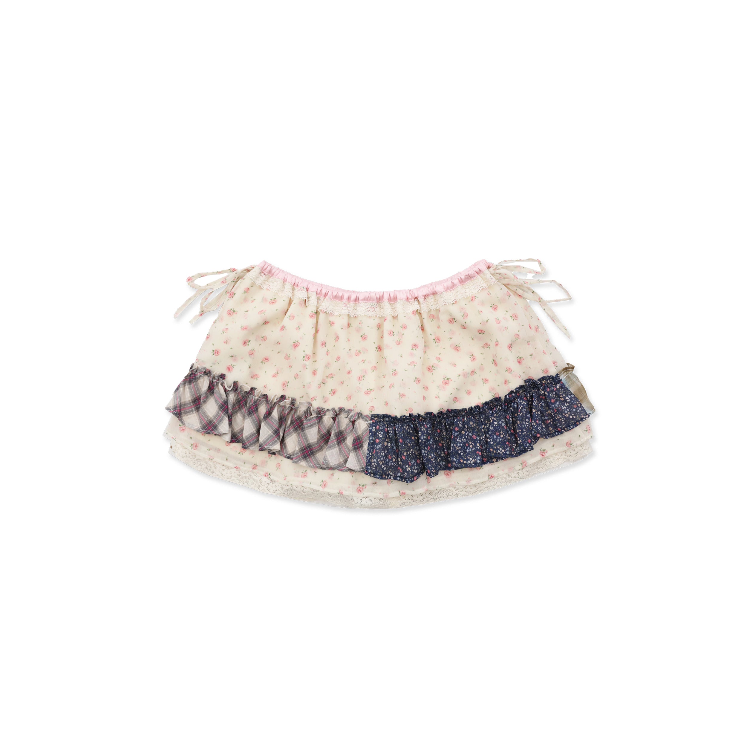 *Pleated floral print mini skirt