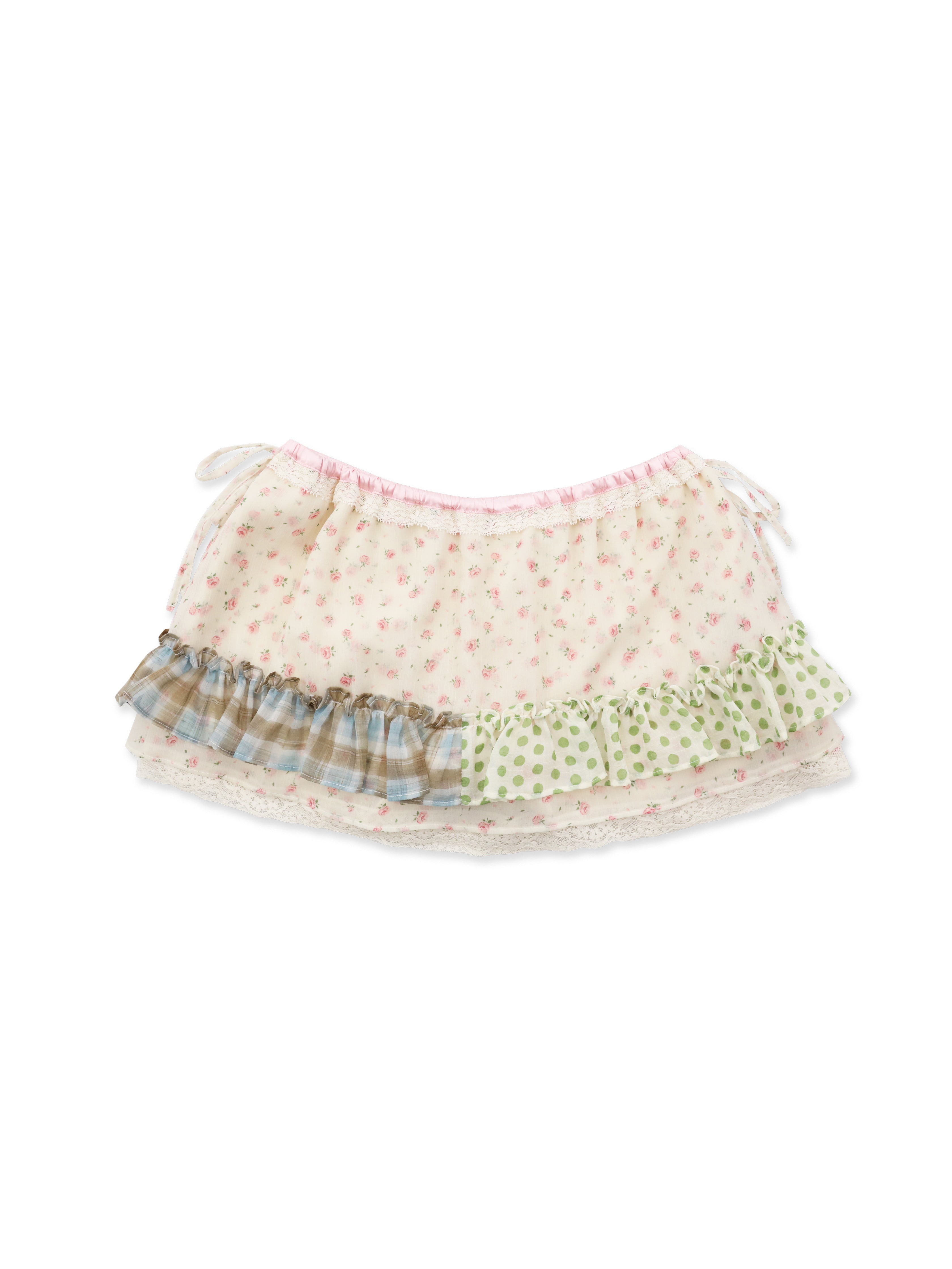 *Pleated floral print mini skirt
