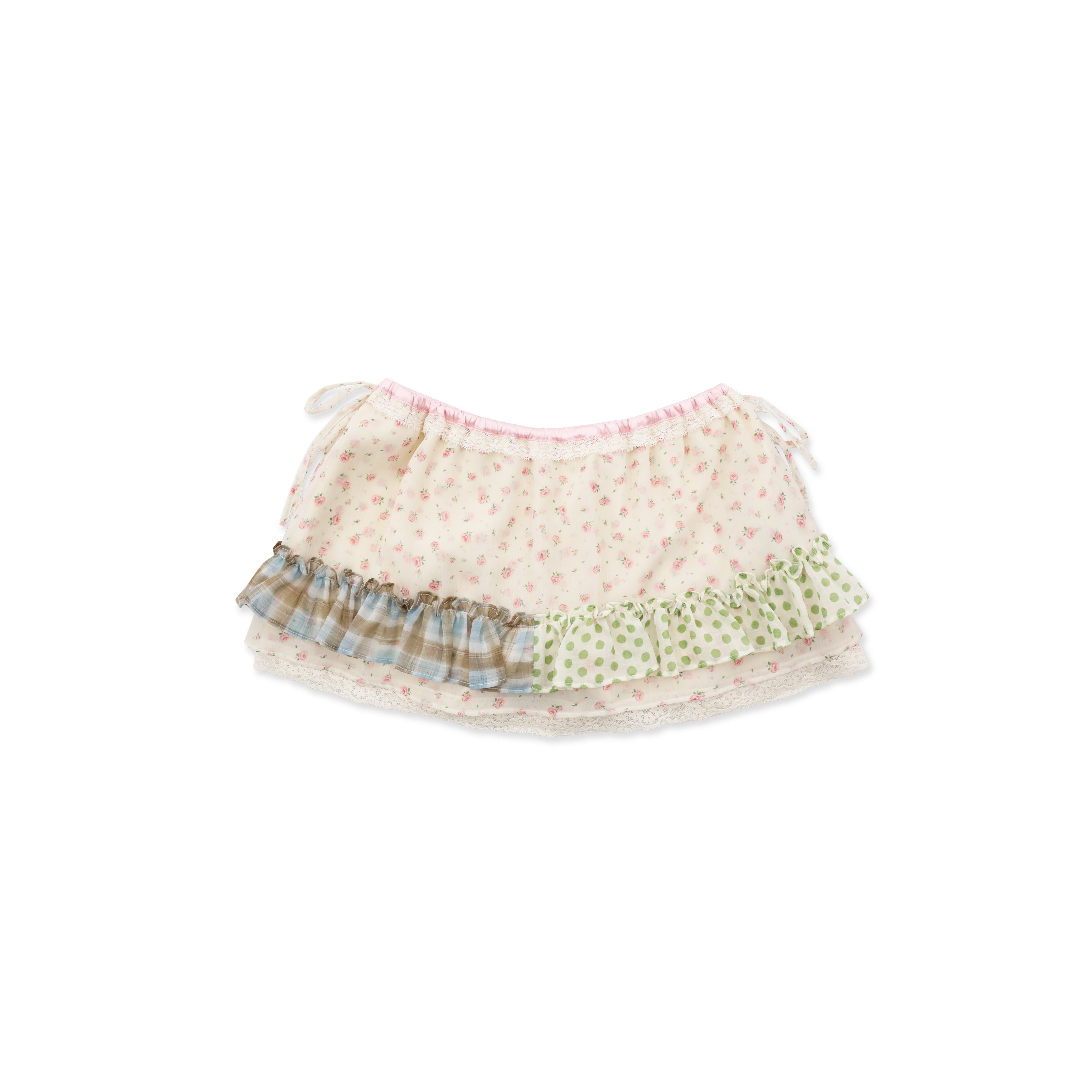 *Pleated floral print mini skirt