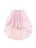 *Hand-painted elastic striped tulip pleated midi skirt