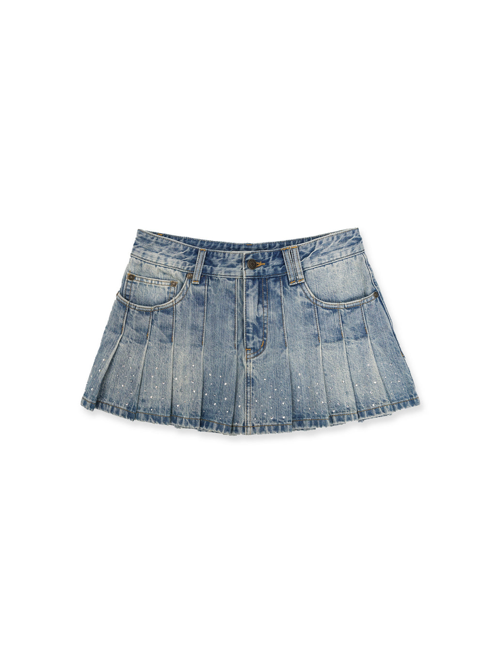 *Pleated denim mini skirt