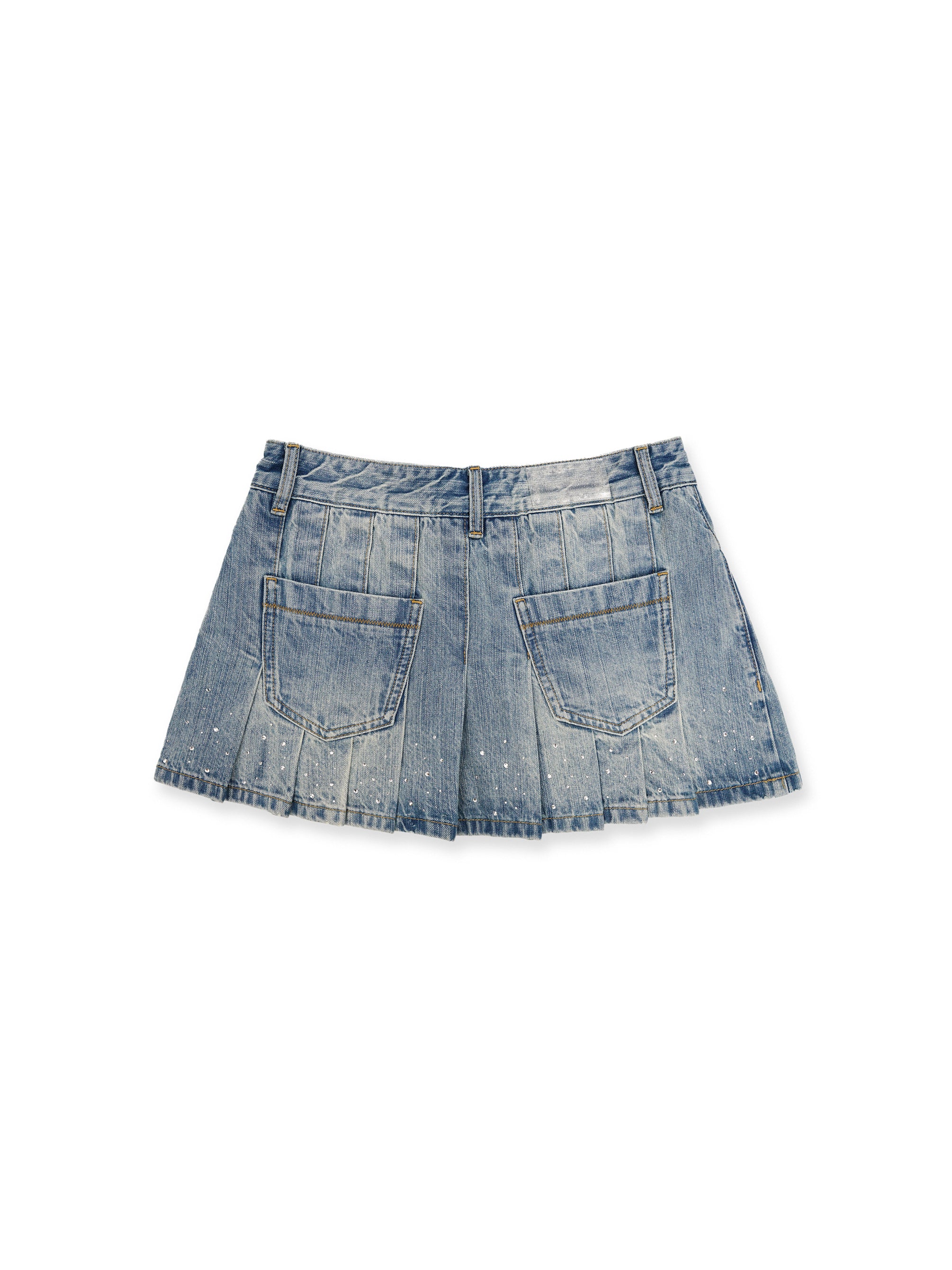 *Pleated denim mini skirt