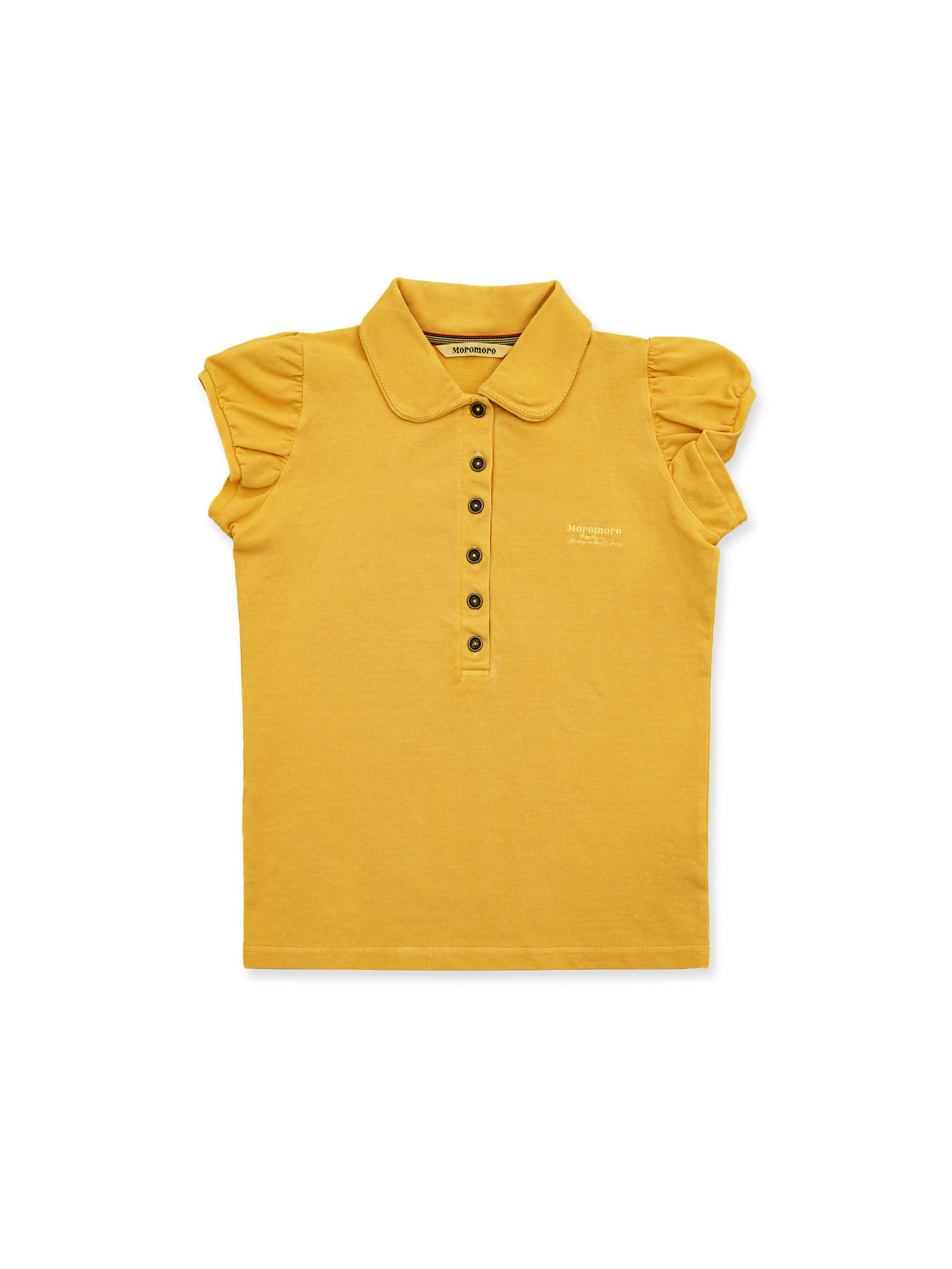*Puff-sleeved slim-fit polo shirt