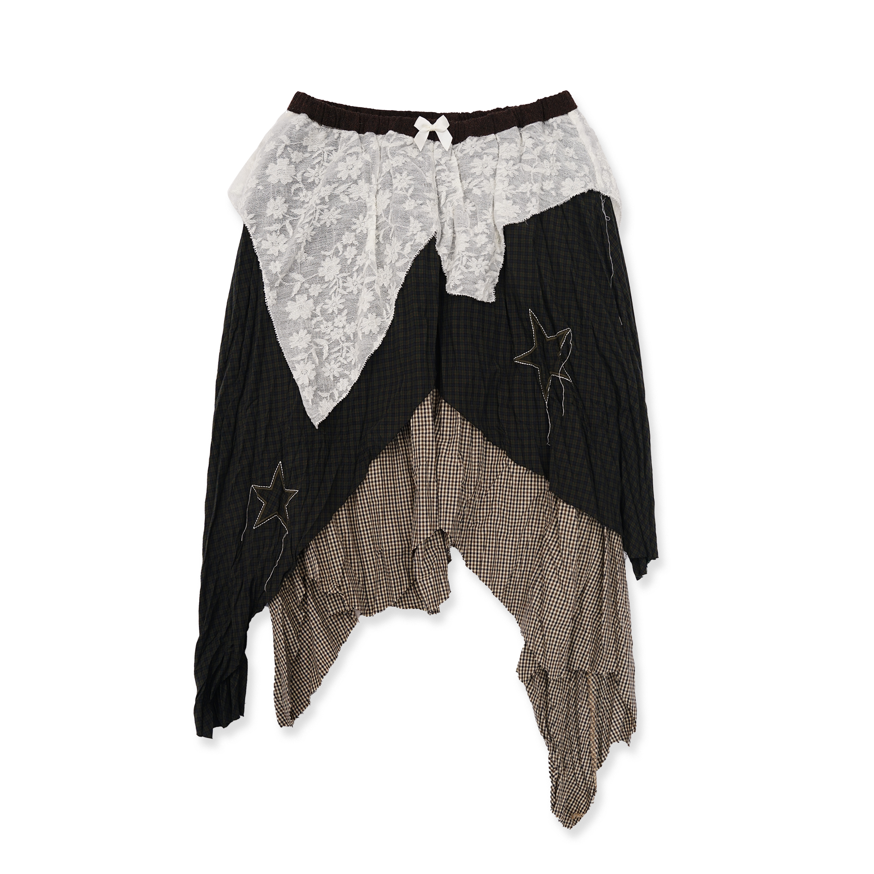 Multi-Fabric Patchwork Asymmetric Skirt