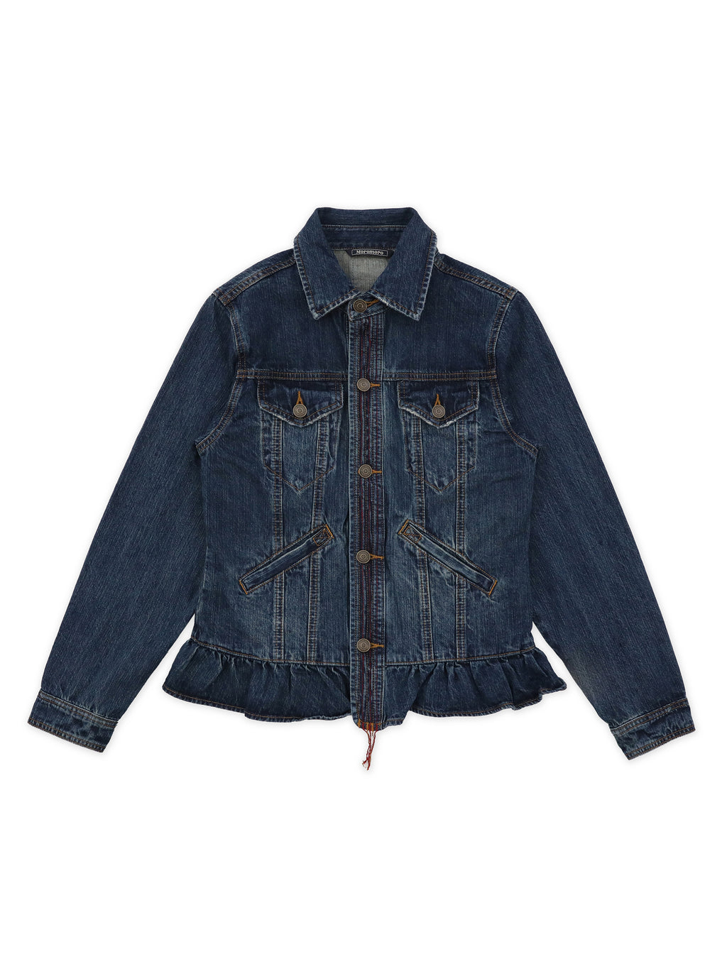 *Retro denim jacket with ruffled lace hem