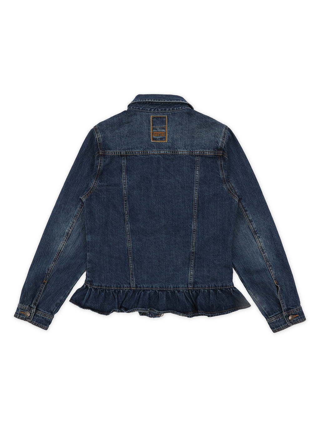 *Retro denim jacket with ruffled lace hem