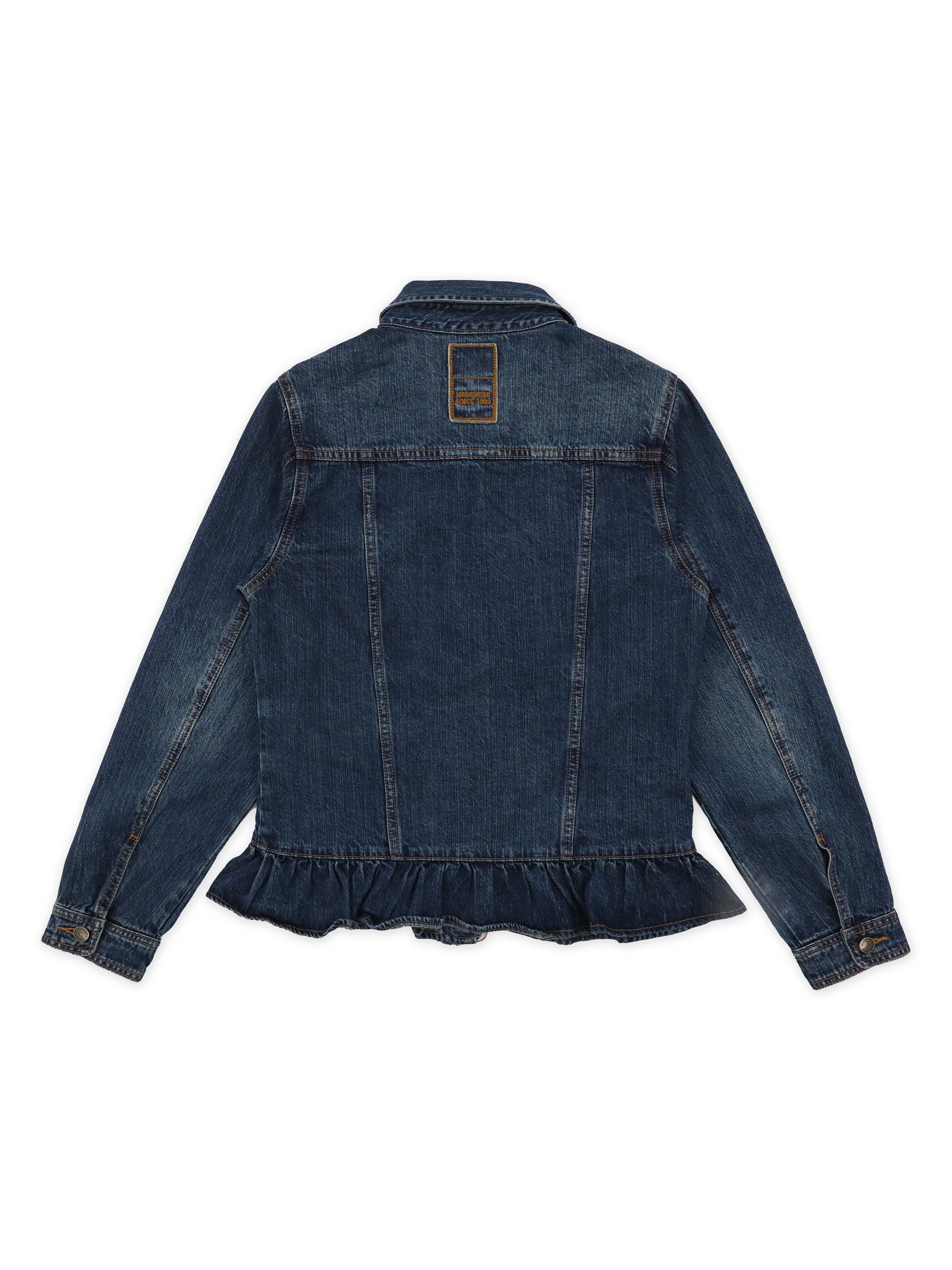 *Retro denim jacket with ruffled lace hem