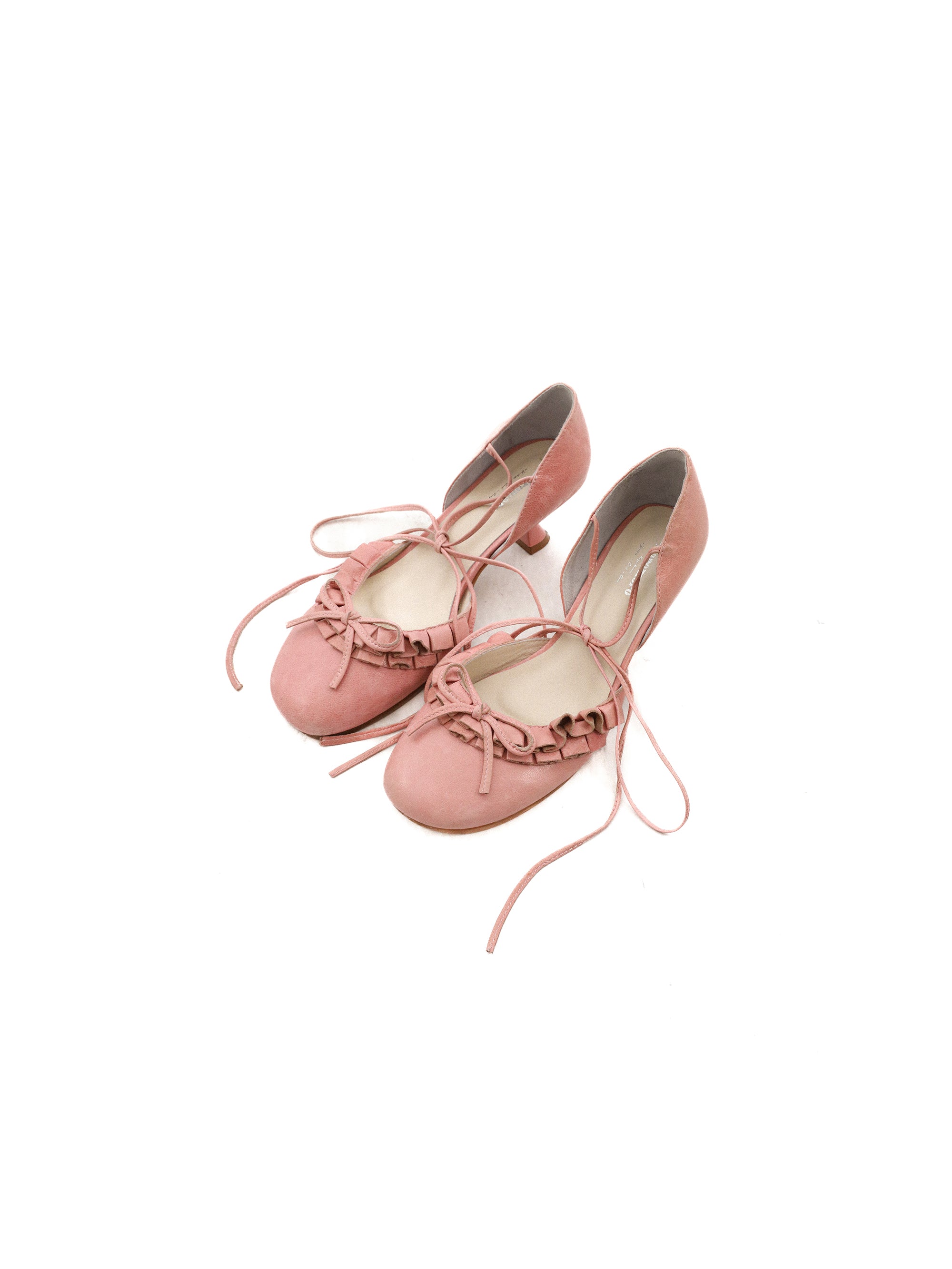 *Ruffled bow high-heeled strappy shoes