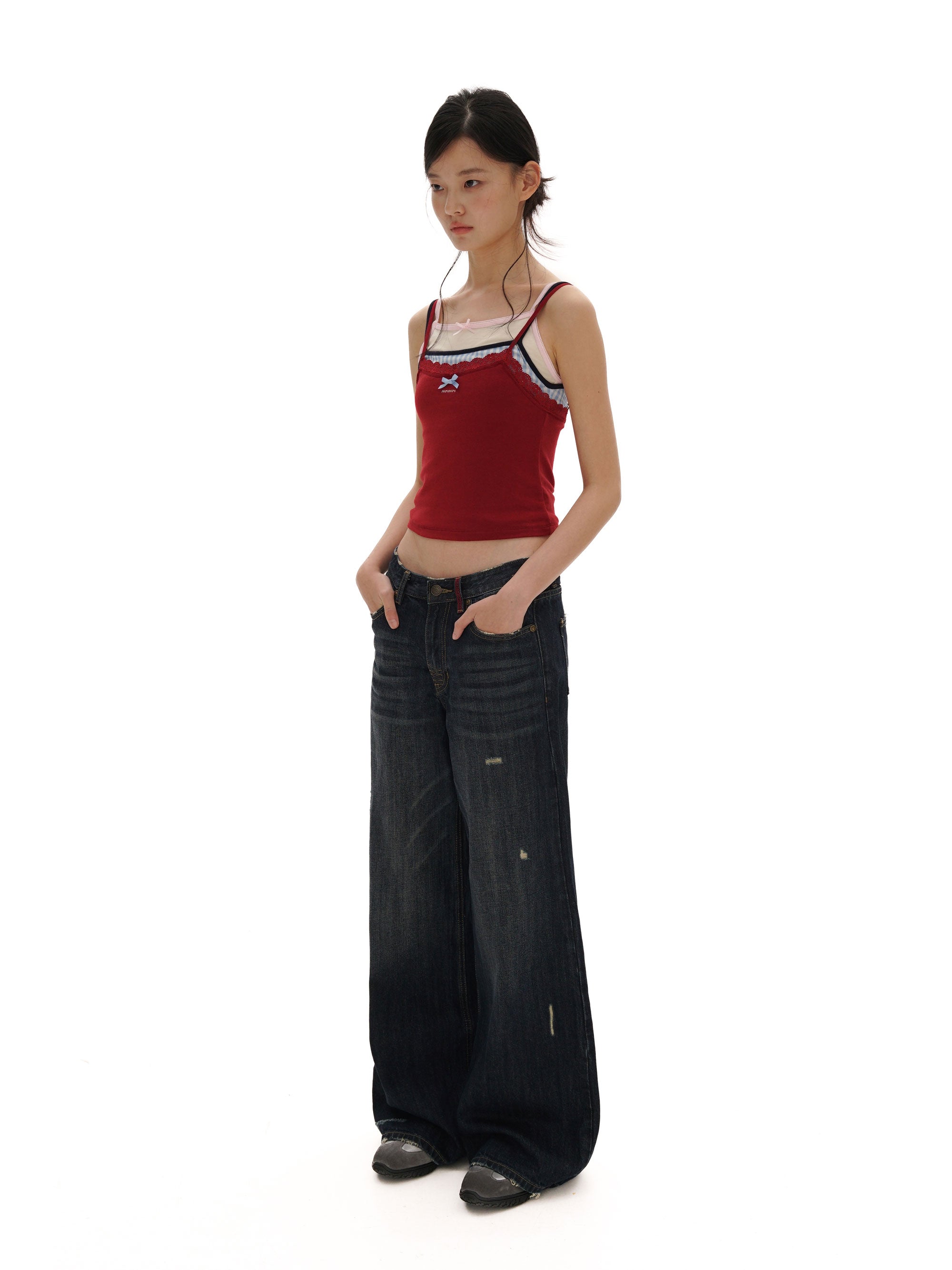 *Faux three-piece layered camisole