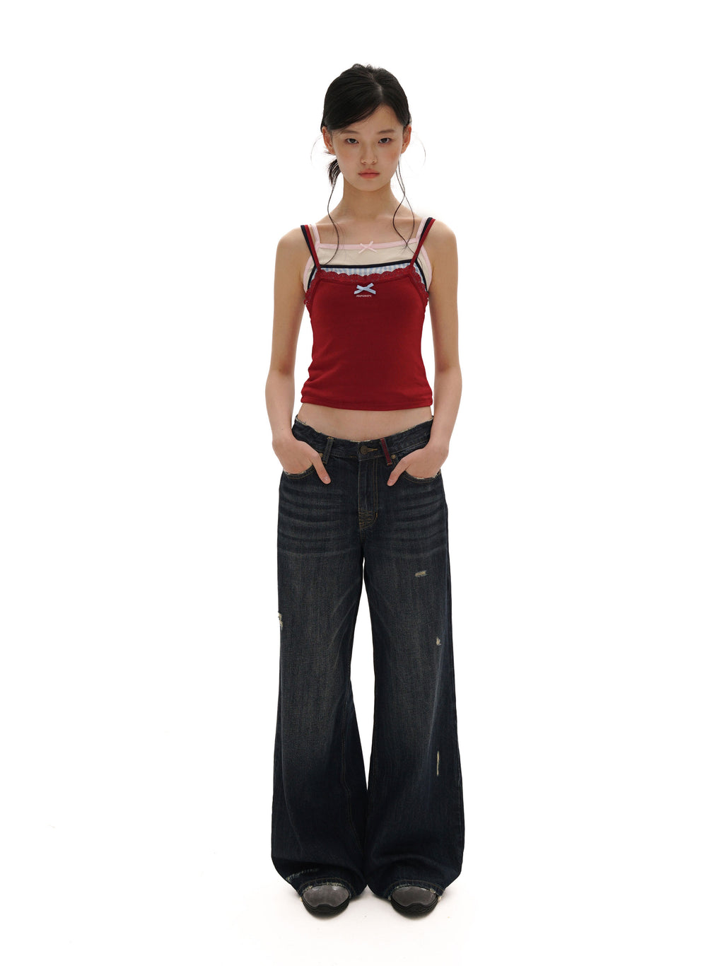*Faux three-piece layered camisole