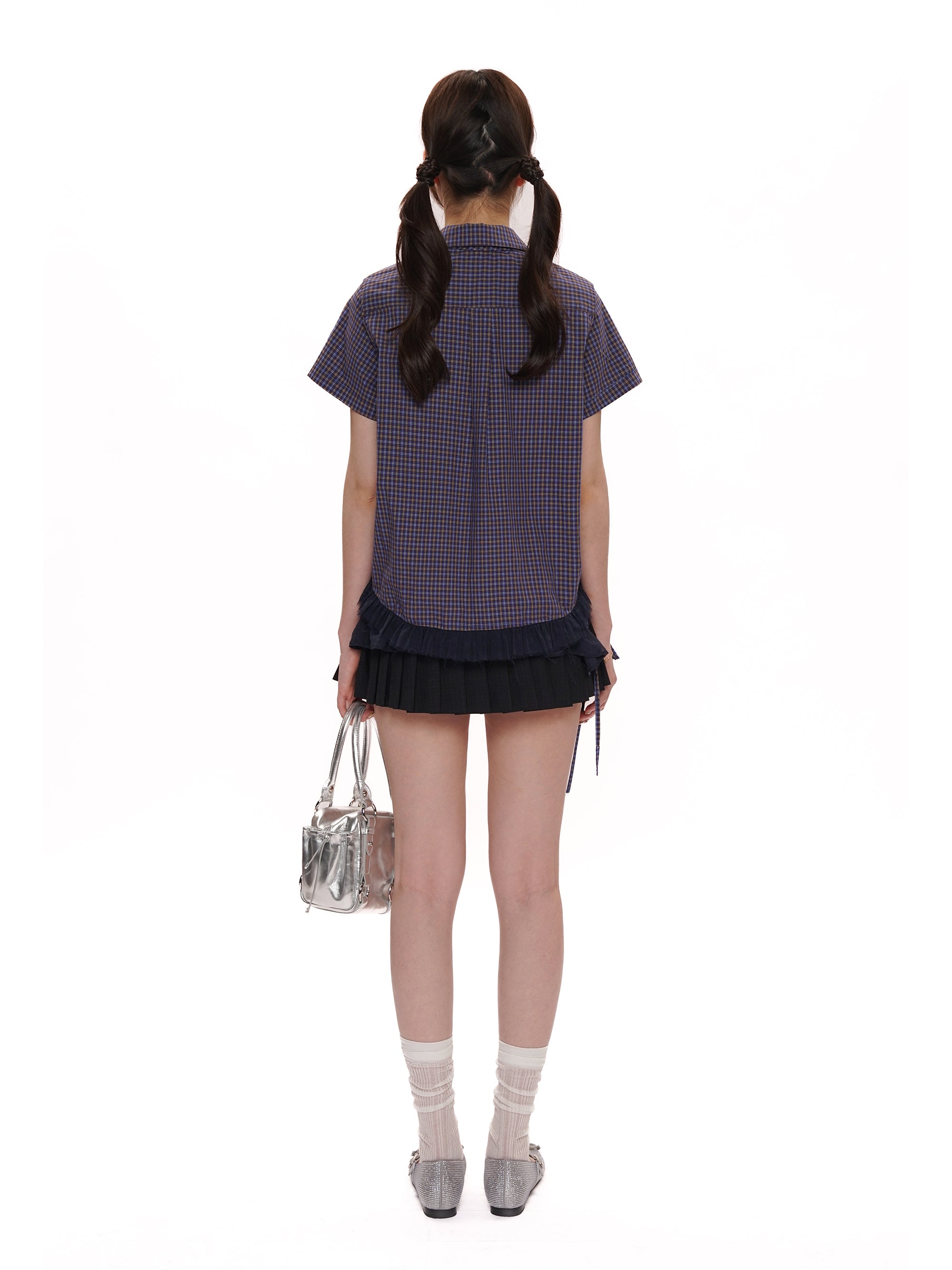 *Peter Pan collar lace short-sleeved shirt